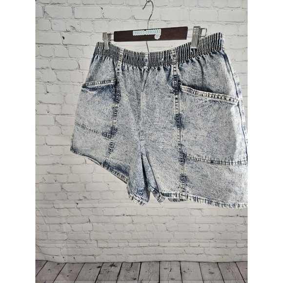 Vtg Boca Chica High Rise Acid Wash Scrunched Elastic Waist Shorts Pockets 18 - Picture 2 of 9